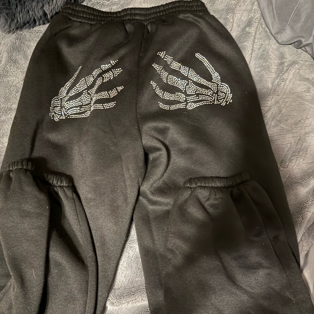 SHEIN Black Joggers with Skeleton Design